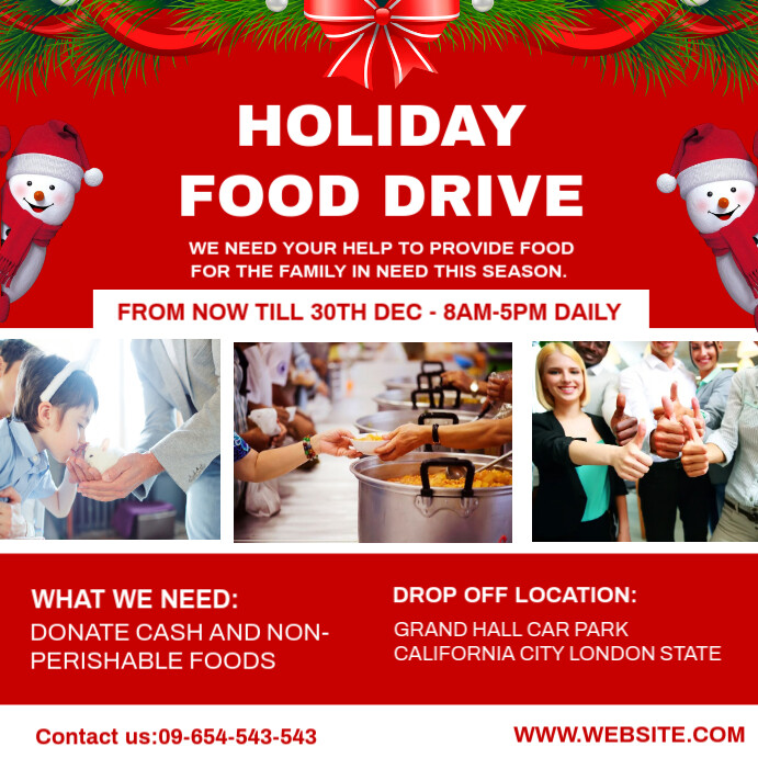 Red Maximalist Holiday Food Drive Template U Instagram Post