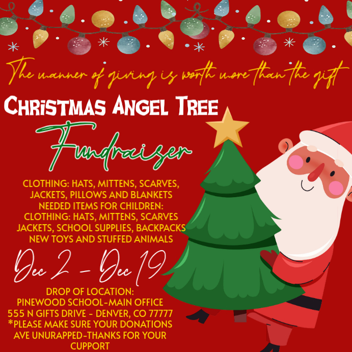 Red Maximalist Holiday Giving Tree Fundraiser Flyer Instagram Post ...
