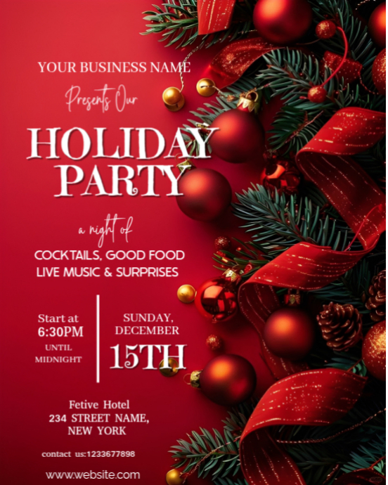 Copy of Red Maximalist Holiday Party Instagram Portrait | PosterMyWall