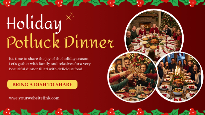 Red Maximalist Holiday Potluck Dinner Youtube Thumbnail Template ...