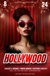 Red Maximalist Hollywood Glamour Poster template