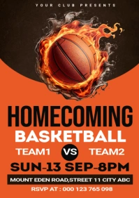 Red Maximalist Homecoming Basketball Match A5 template
