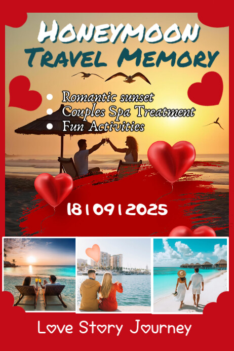 Red Maximalist Honeymoon Travel Memory  Poster Iphosta template