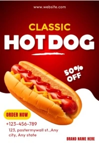 Red Maximalist Hot Dog Poster template
