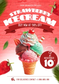 Red Maximalist Icecream  A3 template