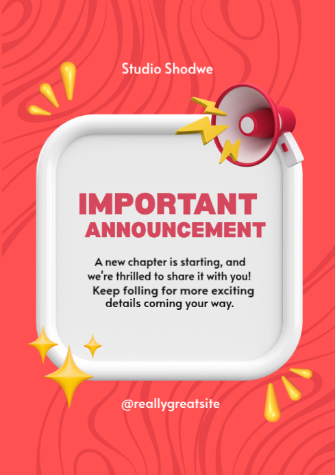 Red Maximalist Important Announcement Post A4 template