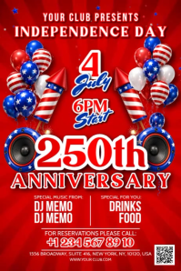 Red Maximalist Independence Day Celebration Banner 4' × 6' Video template
