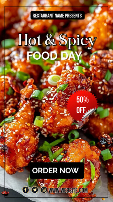 Red Maximalist International Hot And Spicy Food Day  Instagram Story Instagram-verhaal template
