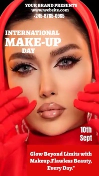 Red Maximalist international makeup day video Instagram Reel template