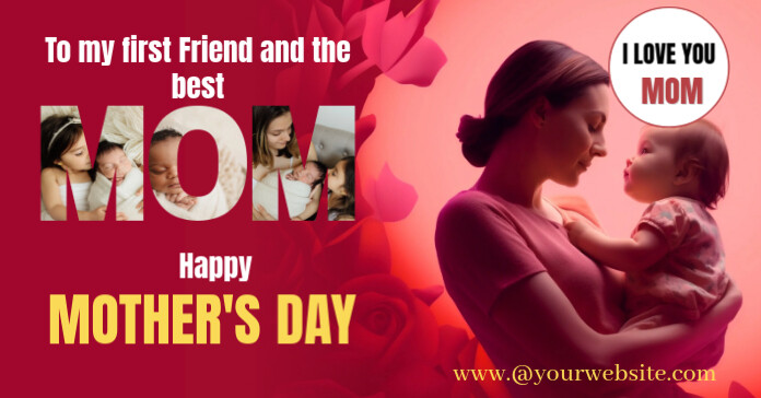 Red Maximalist International Mother's Day Online Design Flyer/template  Facebook Ad