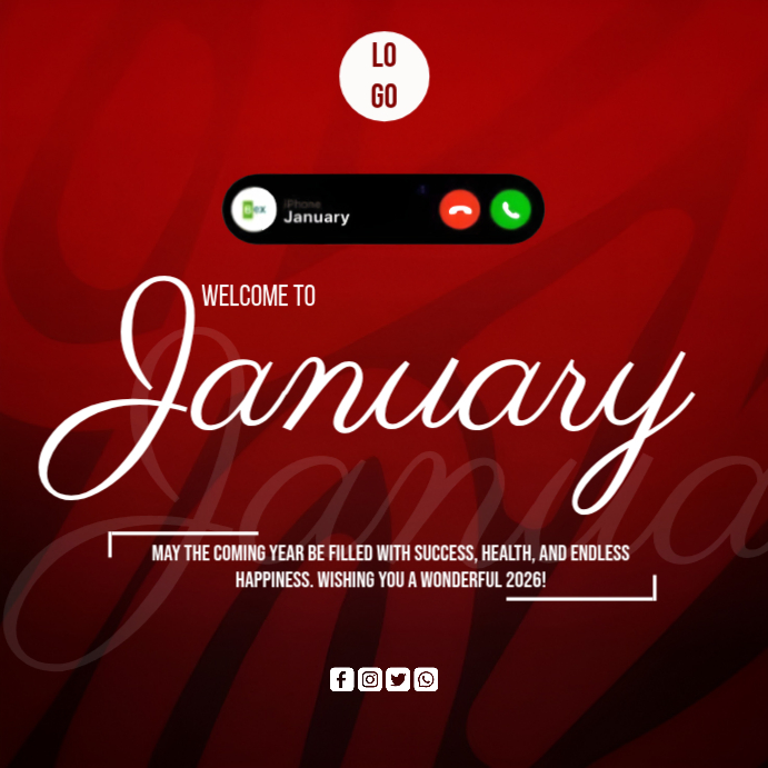 Red Maximalist January Template Square (1:1) | PosterMyWall