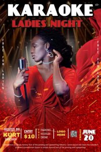 Red Maximalist Karaoke Design Template Design Poster Plakat