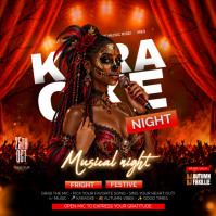 Red Karaoke Night Wpis na Instagrama Template