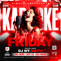 Red Maximalist Karaoke Night Party Instagram Post Instagram-opslag template