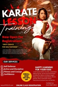 Red Maximalist Karate Lesson Training Poster template
