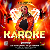 Red Maximalist Karoke Night Party Instagram Post template