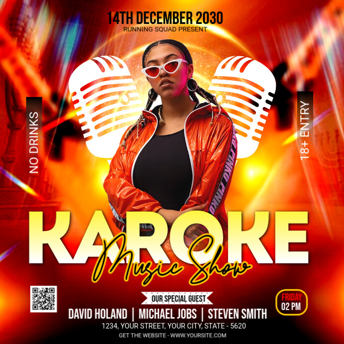 Red Maximalist Karoke Night Party Instagram Post template