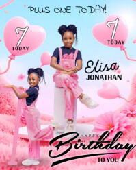Red Maximalist Kids Birthday Pink Themed Cards Instagram Portrait template