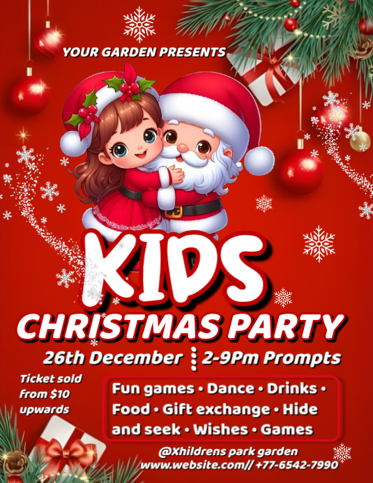 Salinan Red Maximalist Kids Christmas Party Flyer Flyer (us Letter ...
