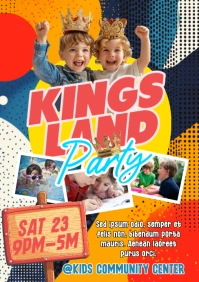 Red Maximalist Kings Land Party A5 template