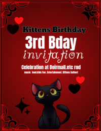 Rosso Birthday Party Invitation Ulotka Template