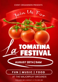 Red Maximalist La Tomatina Flyer A3 template