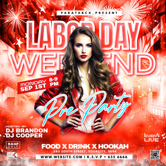 Red Maximalist Labor Day Party Custom Template Instagram Post