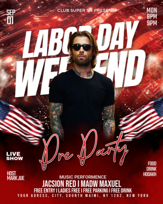 Copy of Red Maximalist Labor Day Party Instagram Portrait | PosterMyWall
