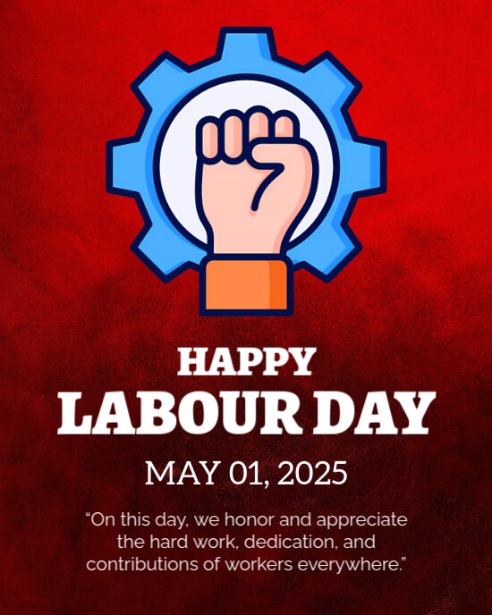 Red Maximalist Labour Day Instagram Portrait template