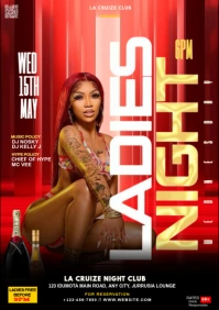 Red Maximalist Ladies Night  A4 template