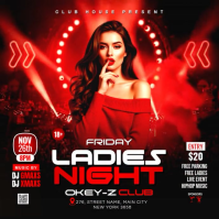 Red Maximalist Ladies Night Club Party Instagram Post template