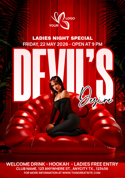 Red Ladies Night Event A4 Template | PosterMyWall