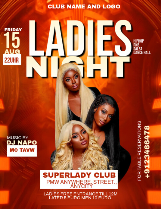 Red Maximalist Ladies Night Flyer (us Letter) template
