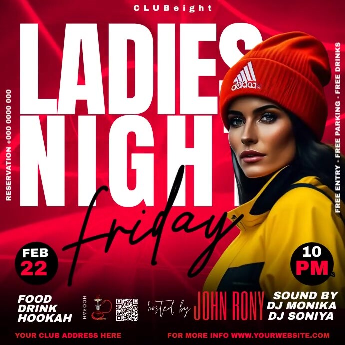 Red Maximalist Ladies Night Friday Party Inst Template | PosterMyWall