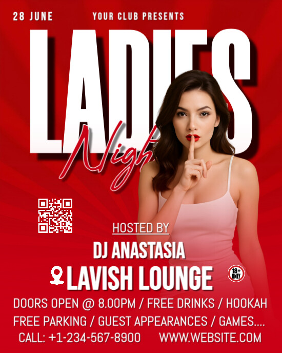 Copy of Red Maximalist Ladies Night Instagram Portrait | PosterMyWall