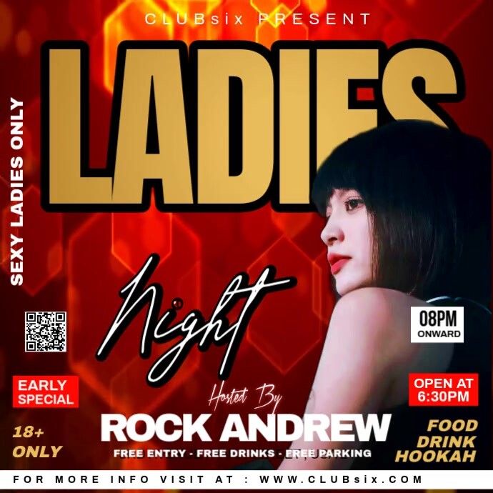 Red Maximalist Ladies Night  Instagram Post template