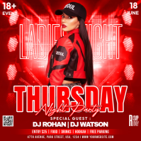 Red Maximalist Ladies Night Party Event Square Quadrato (1:1) template