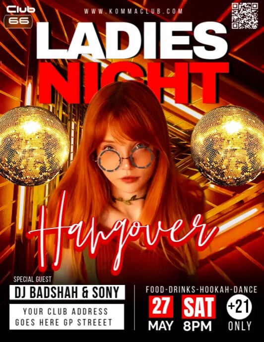 Red Maximalist Ladies Night Party Flyer (us Letter) Template | PosterMyWall