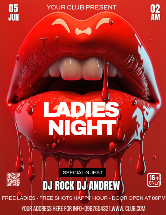 Red Maximalist Ladies Night Party Flyer (us Letter) Template | PosterMyWall