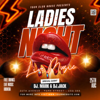 Red Maximalist Ladies Night Party Flyer Instagram Post template
