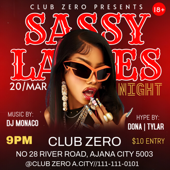 Red Maximalist Ladies Night Party Instagram Post Template | PosterMyWall