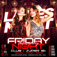 Red Maximalist Ladies Night Party Instagram Post Video template