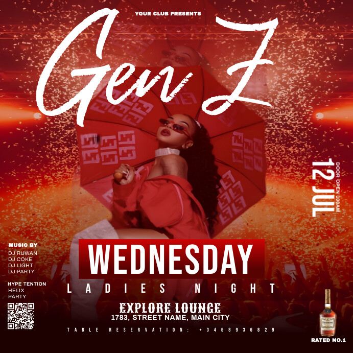 Copy of Red Maximalist Ladies Night Party Instagram P | PosterMyWall