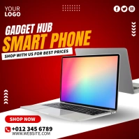 Red Maximalist Laptop Template Instagram Post