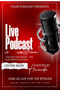 Red Maximalist Live Podcast Poster template