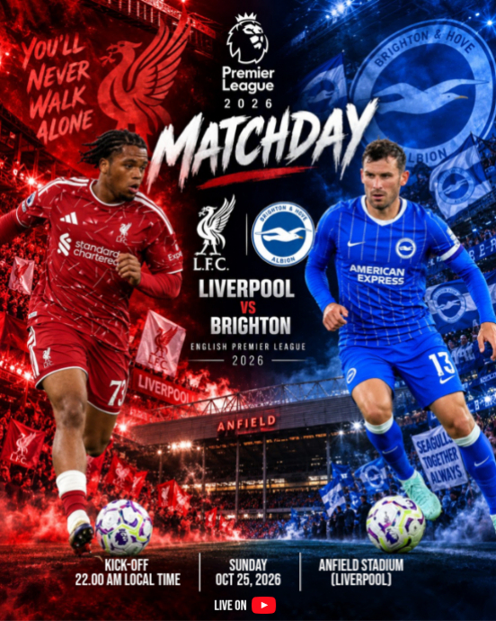 Red Maximalist Liverpool Vs Brighton Football Match Instagram Portrait ...