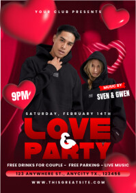 Red Maximalist Love & Party Special Valentine A4 template