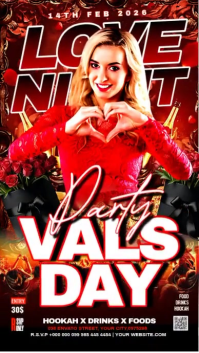 Red Maximalist Love Night Valentine's Day Instagram Story template