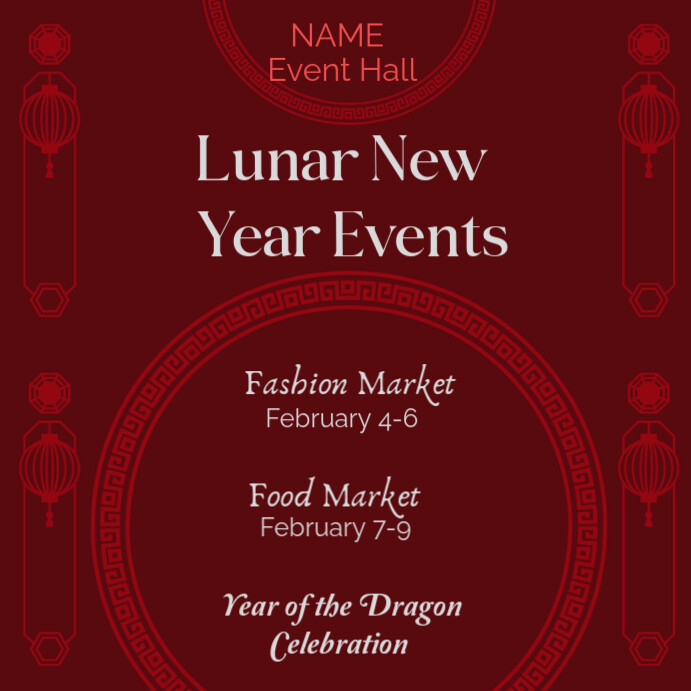 Red Maximalist Lunar New Year Schedule  Instagram Post template