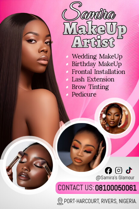 Red Maximalist Makeup Studio Ads Poster Cartaz template